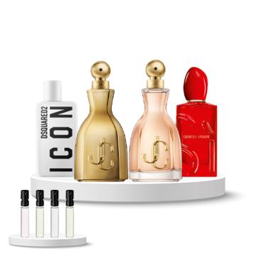 Discovery Box WOMEN (Jimmy Choo I Want Choo, Jimmy Choo I Want Choo Parfum, Dsquared Icon, Armani Sì Red Musk)