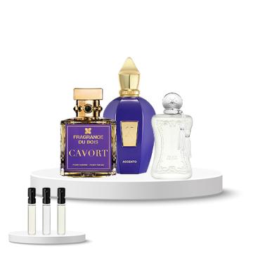 Discovery Box (Xerjoff Accento, Parfums de Marly Valaya Exclusif, Fragrance du Bois Cavort)