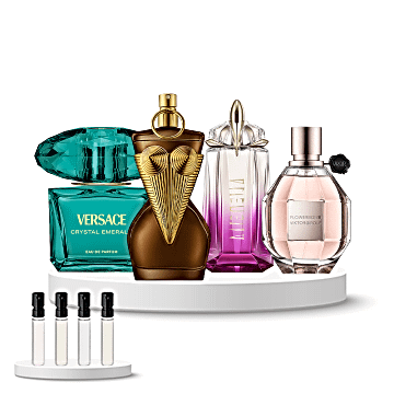 Discovery Box (Viktor & Rolf Flowerbomb, Jean Paul Gaultier Gaultier Divine Elixir, Mugler Alien Pulp, Versace Crystal Emerald)