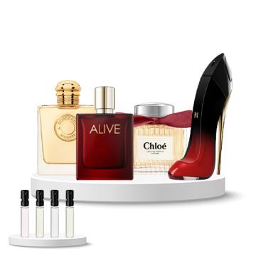 Discovery Box WOMEN (Carolina Herrera Very Good Girl Elixir, Chloé Intense, Boss Alive Absolu Intense, Burberry Goddess) 
