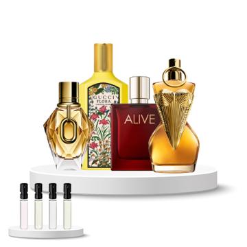 Discovery Box (Boss Alive Absolu Parfum, Gaultier Divine Le Parfum, Million Gold for Her, Gucci Flora Gorgeous Orchid)