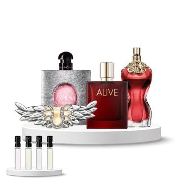 Discovery Box WOMEN (Jean Paul Gaultier La Belle, Boss Alive Absolu Intense, YSL Black Opium Glitter, Zadig & Voltaire Zadig) 