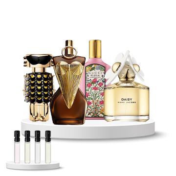 Discovery Set Women (Jean Paul Gaultier Divine Elixir, Rabanne Fame Parfum, Gucci Gorgeous Gardenia, Marc Jacobs Daisy)