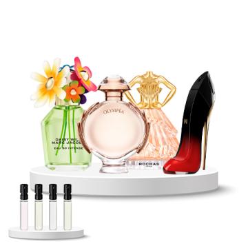 Discovery Box (Marc Jacobs Daisy Wild Eau so Intense, Rabanne Olympea, Rochas Audace, Carolina Herrera Very Good Girl)
