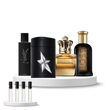 Discovery Box (Yves Saint Laurent MSLF Le Parfum, Mugler A*men Fantasm, Jean Paul Gaultier Scandal Absolu Parfum, Boss Bottled Elixir Parfum