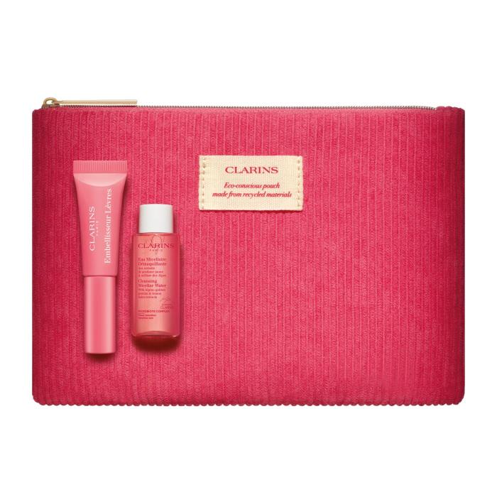 Clarins Beauty Pouch inclusief Embellisseur Levres Cleansing Micellar Water Parfumerie.be