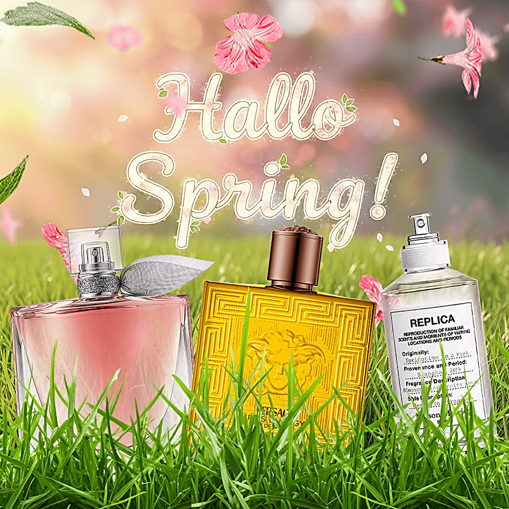 Promotiebeeld met een collectie van nieuwe luxe parfums en cosmetica.