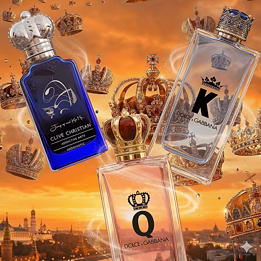 Promotiebeeld met een collectie van nieuwe luxe parfums en cosmetica.