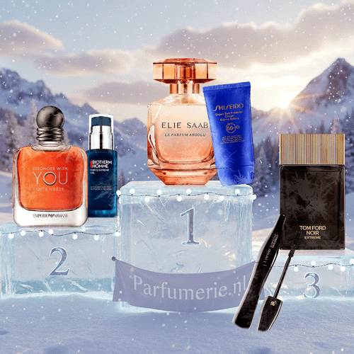 Promotiebeeld met een collectie van nieuwe luxe parfums en cosmetica.